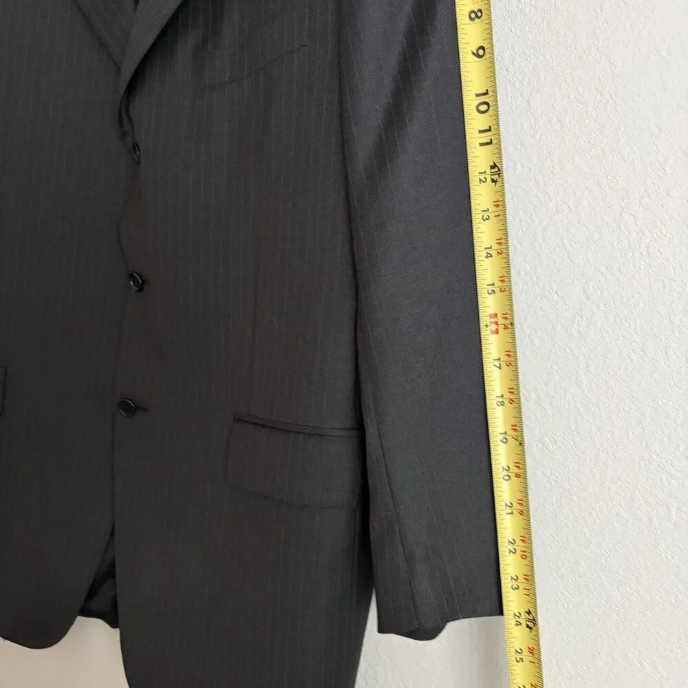 CANALI Men’s Pinstripe Three Button Suit Jacket Size 44R Charcoal